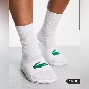 New Lacoste Croco Slide Slides Sandals WHITE Men's Size US 7 women size 9